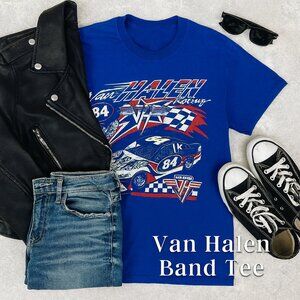 Van Halen Graphic Band Tee Blue 100% Cotton Short Sleeve Shirt Medium